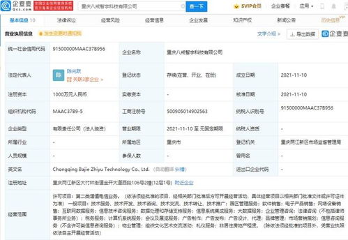 企查查显示猪八戒网于重庆成立新公司,注册资本1000万
